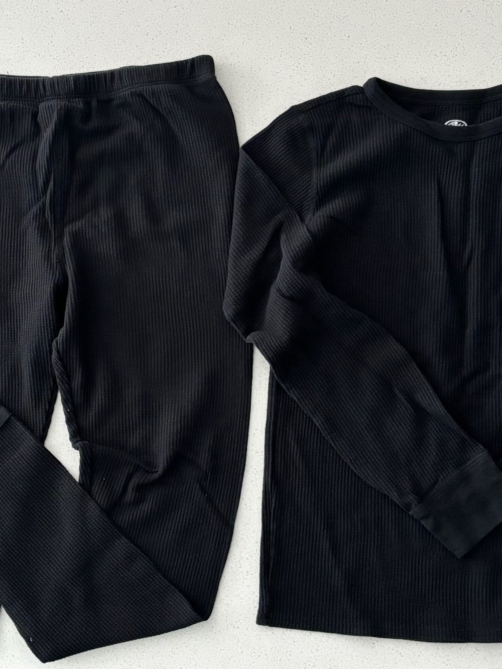 Kids Black Thermal Pajama Set - Classic Long Sleeve & Pants XL 14-16
